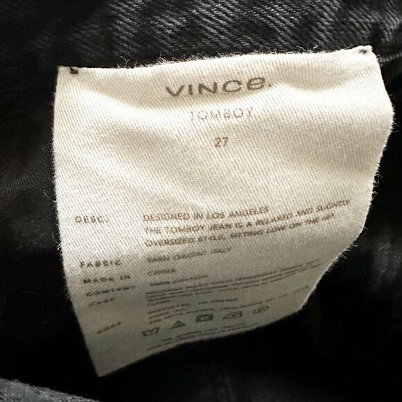 Vince Black Tomboy Jeans Women's Size 27 Straight Cropped Leg 5 Pocket Style - Picture 13 of 14